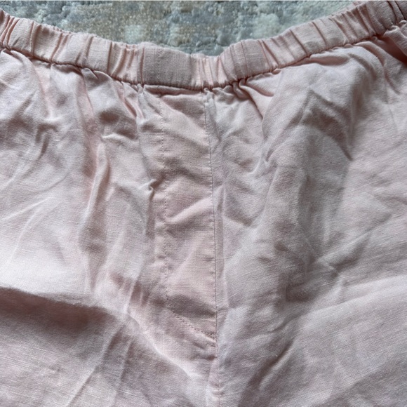 J. Jill 100% Linen Pull-On Shorts size LP Elastic Pink Pockets Lagenlook Beach - Picture 2 of 5